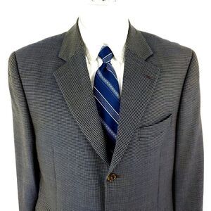 Jack Victor Lanzawood SPJ‎ Wool 3 Button Sport Coat 42R Blue Tan Check